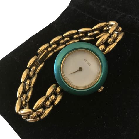 vintage gucci watches with interchangeable bezels|vintage gucci bangle bezel watch.